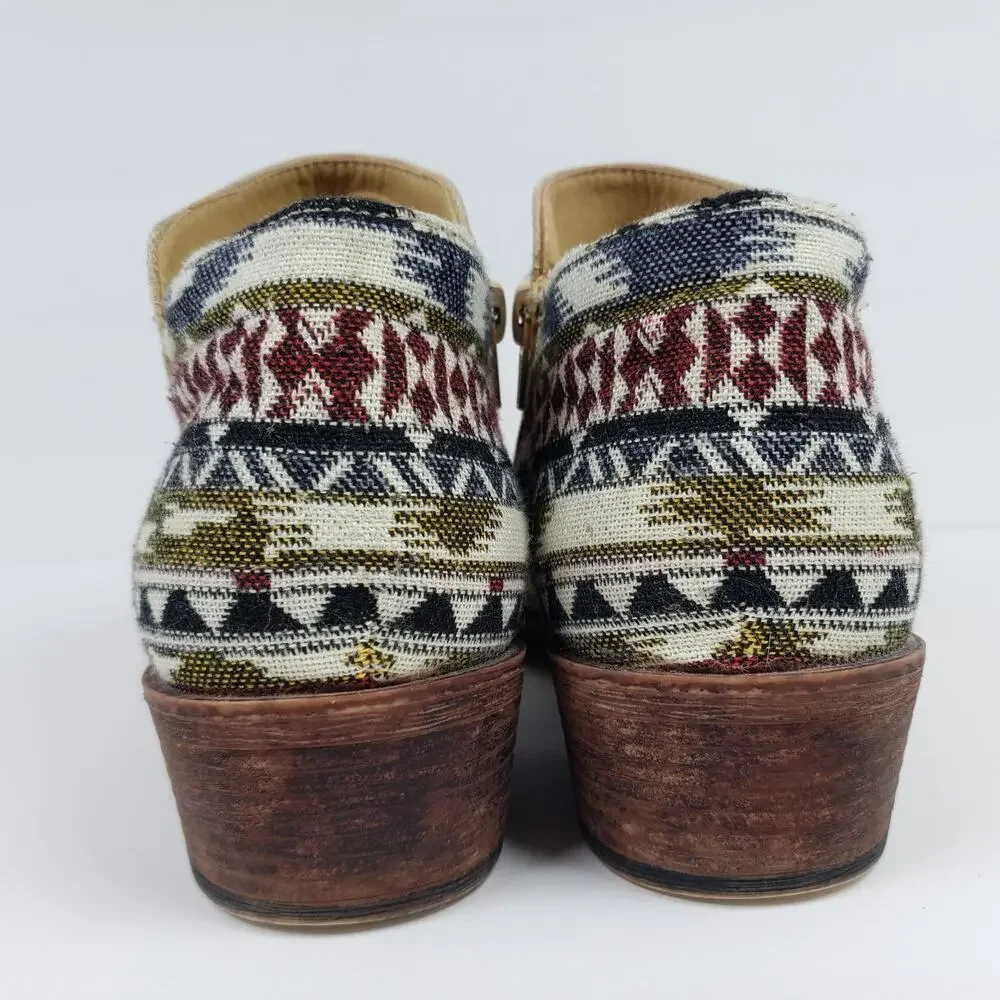 Roper Sedona Serape Womens Size 7.5 Tan Heel Ankle Western Booties Boots Shoes